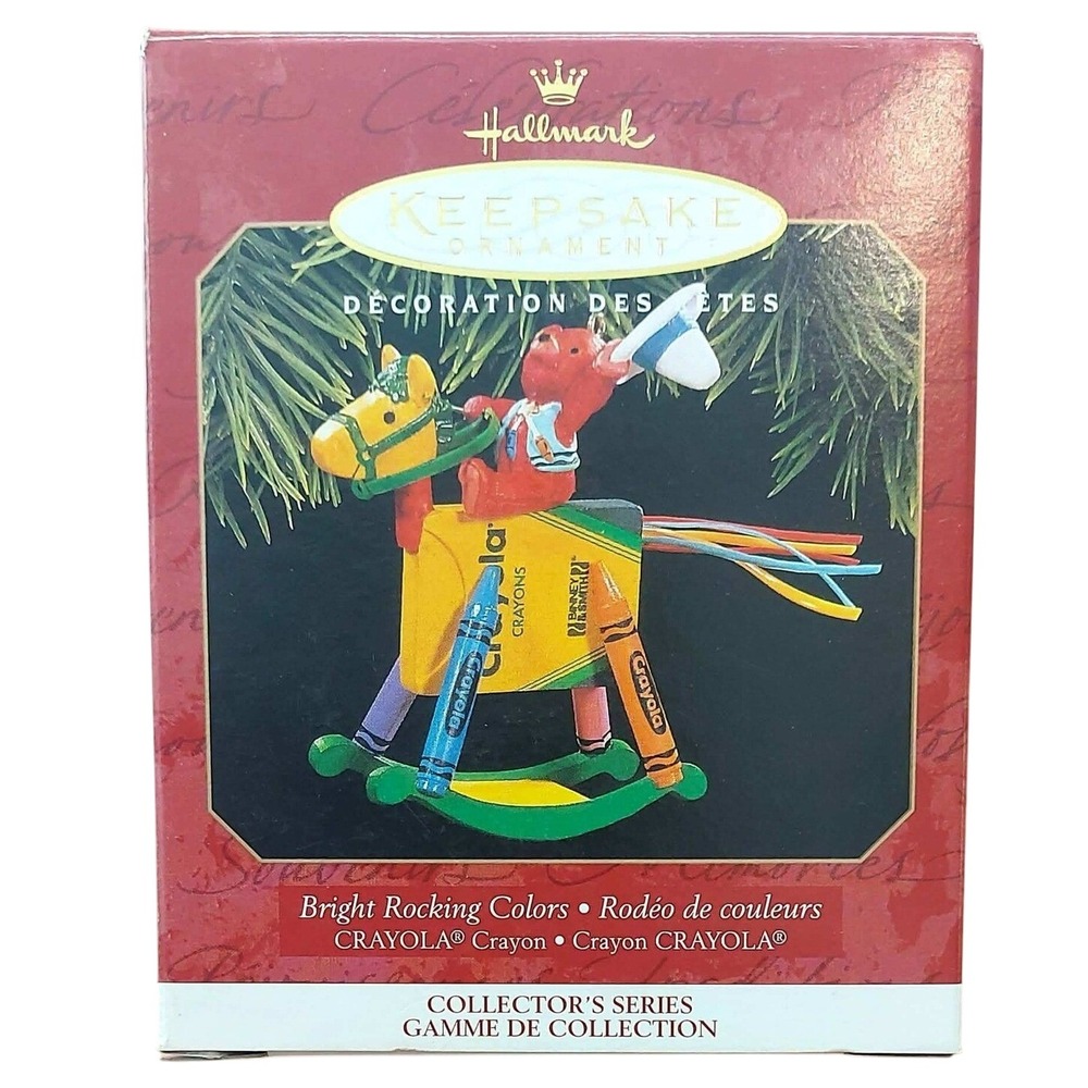 Hallmark Keepsake 1997‎ Crayola Bright Rocking Colors Ornament Rodeo Bear Series